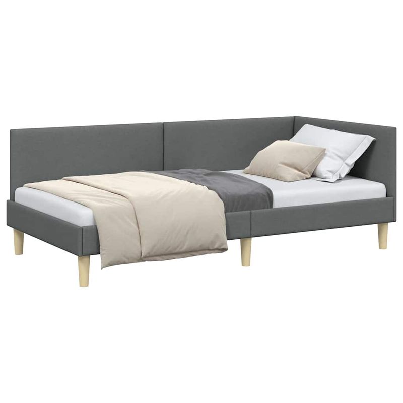 Casa si Gradina - Mobilier - Paturi si accesorii - Paturi - Cadru de pat coltar Altele cu headboard Gri inchis 90 x 190 cm - Infinity.ro