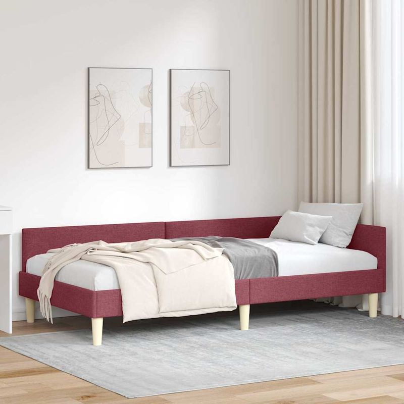 Casa si Gradina - Mobilier - Paturi si accesorii - Paturi - Cadru de pat coltar Altele cu headboard bordo 100 x 200 cm - Infinity.ro