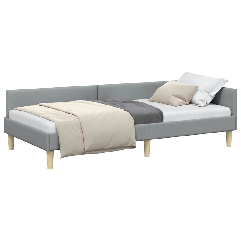 Casa si Gradina - Mobilier - Paturi si accesorii - Paturi - Cadru de pat coltar Altele cu headboard Gri deschis 90 x 200 cm - Infinity.ro