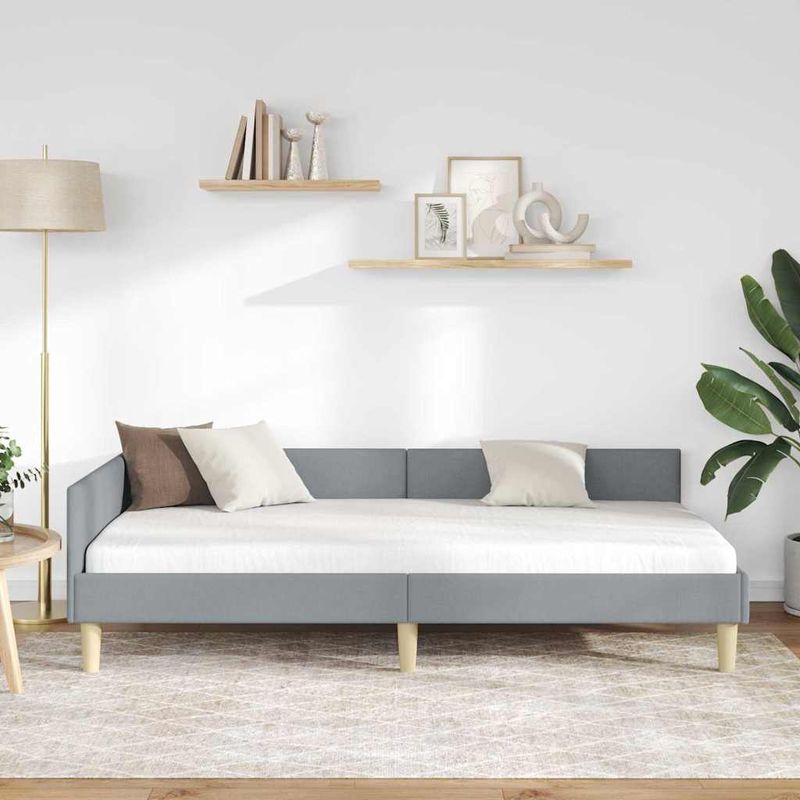 Casa si Gradina - Mobilier - Paturi si accesorii - Paturi - Cadru de pat coltar Altele cu headboard Gri deschis 90 x 200 cm - Infinity.ro