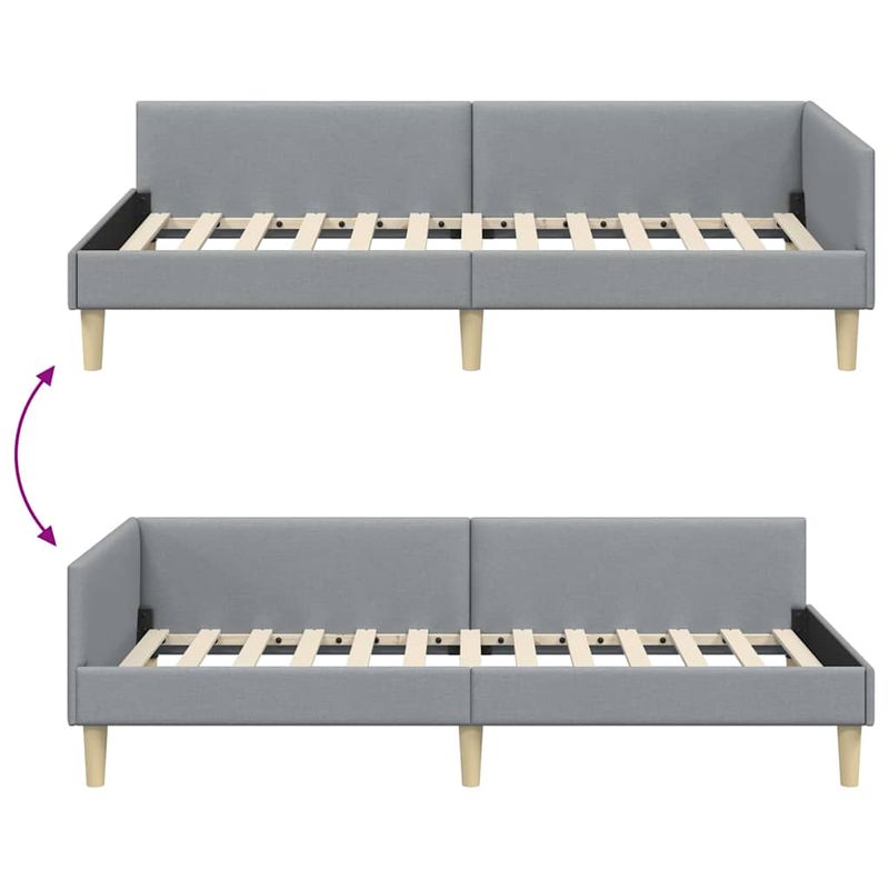 Casa si Gradina - Mobilier - Paturi si accesorii - Paturi - Cadru de pat coltar Altele cu headboard Gri deschis 90 x 200 cm - Infinity.ro