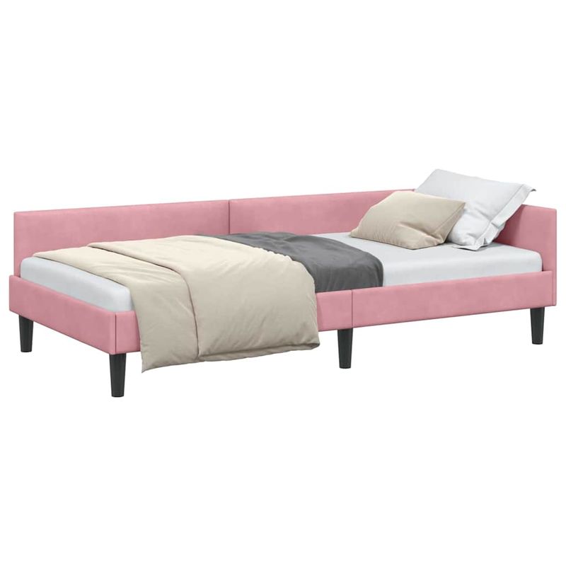 Casa si Gradina - Mobilier - Paturi si accesorii - Paturi - Cadru de pat coltar Roz 80 x 200 cm Catifea si lemn laminat - Infinity.ro