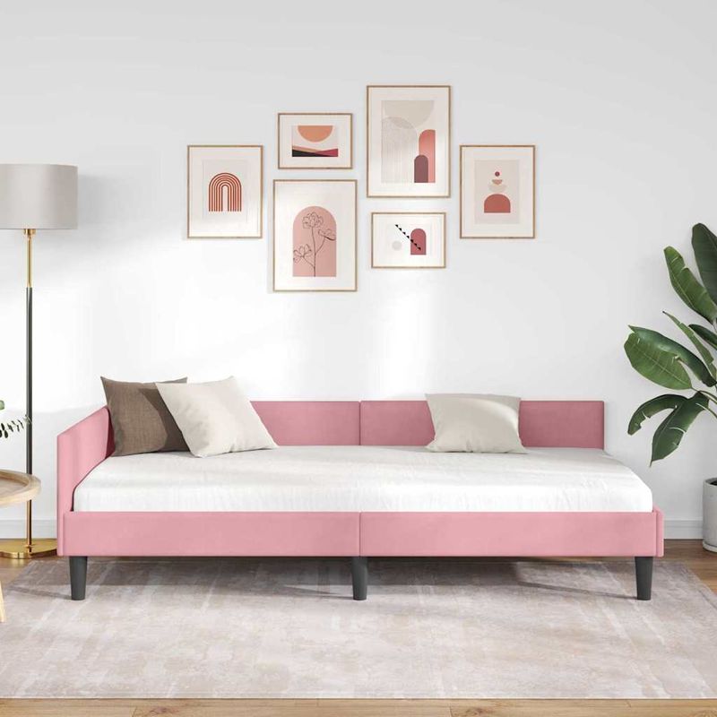 Casa si Gradina - Mobilier - Paturi si accesorii - Paturi - Cadru de pat coltar Roz 80 x 200 cm Catifea si lemn laminat - Infinity.ro