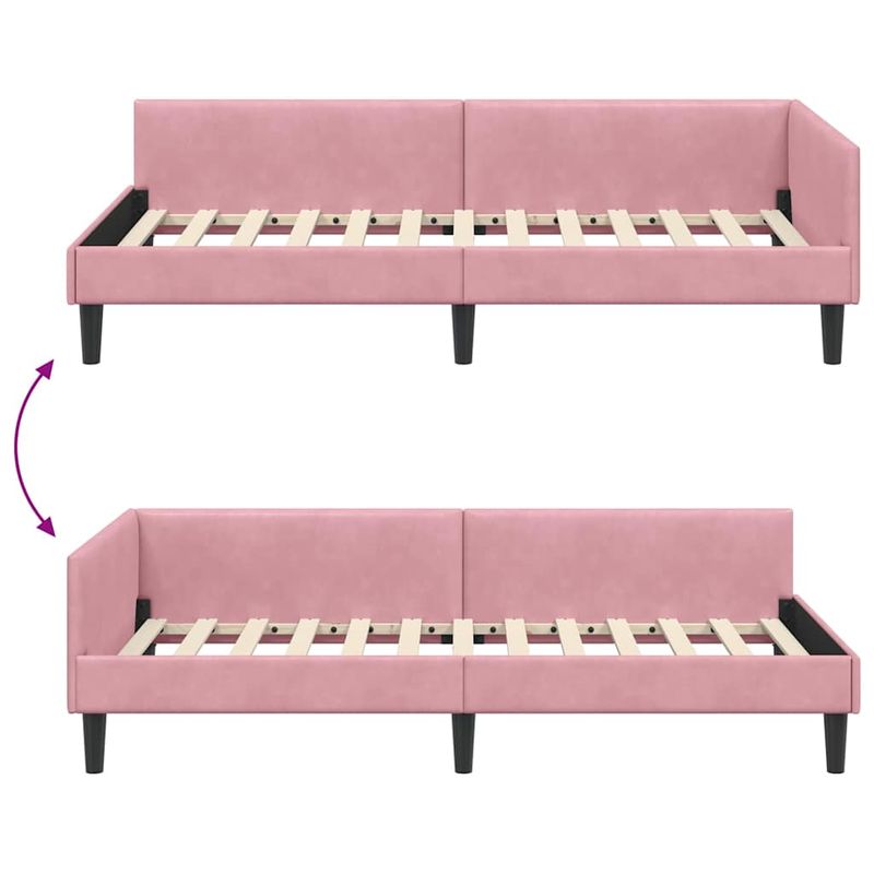 Casa si Gradina - Mobilier - Paturi si accesorii - Paturi - Cadru de pat coltar Roz 80 x 200 cm Catifea si lemn laminat - Infinity.ro