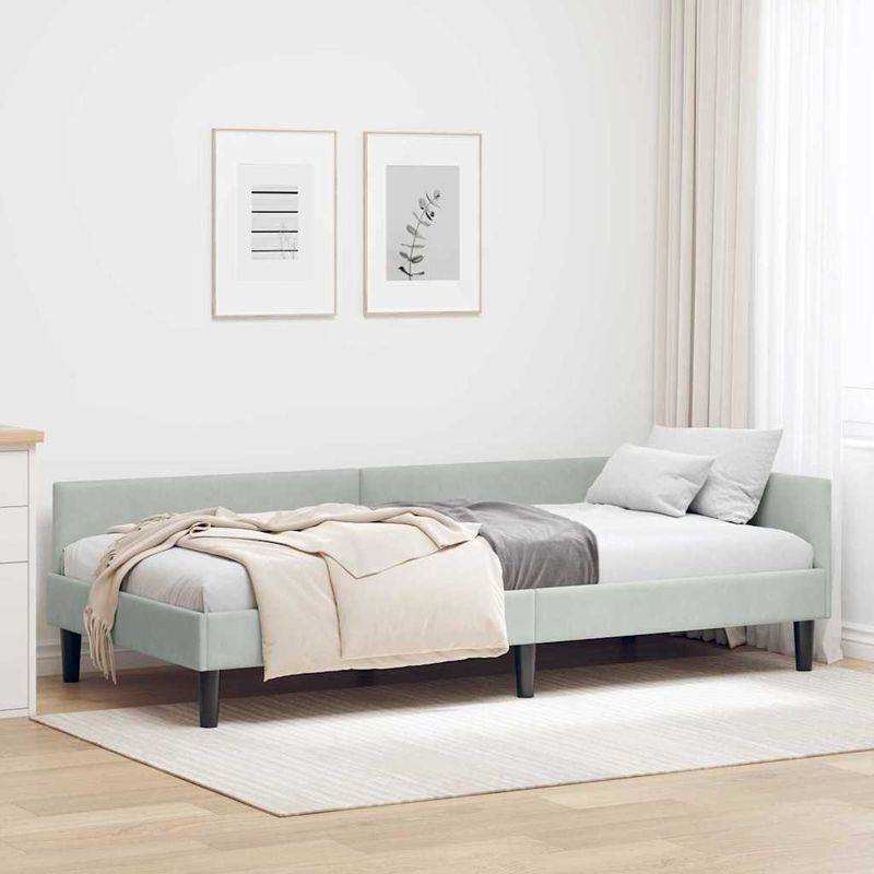 Casa si Gradina - Mobilier - Paturi si accesorii - Paturi - Cadru de pat coltar cu headboard Manual Gri deschis 80 x 200 cm - Infinity.ro