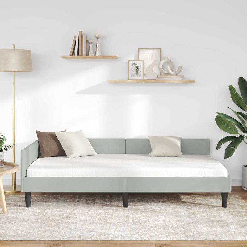 Casa si Gradina - Mobilier - Paturi si accesorii - Paturi - Cadru de pat coltar cu headboard Manual Gri deschis 80 x 200 cm - Infinity.ro