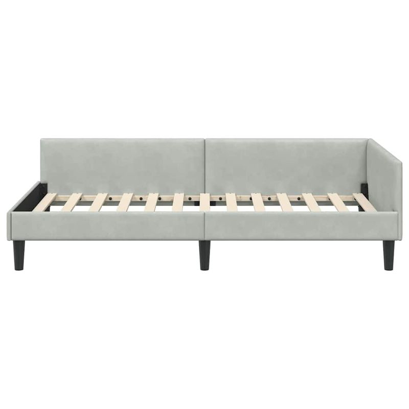 Casa si Gradina - Mobilier - Paturi si accesorii - Paturi - Cadru de pat coltar cu headboard Manual Gri deschis 80 x 200 cm - Infinity.ro