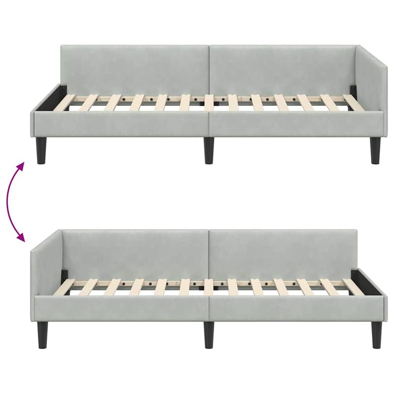 Casa si Gradina - Mobilier - Paturi si accesorii - Paturi - Cadru de pat coltar cu headboard Manual Gri deschis 80 x 200 cm - Infinity.ro