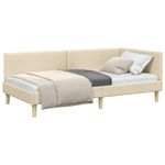 Casa si Gradina - Mobilier - Paturi si accesorii - Paturi - Cadru de pat coltar Crem 80 x 200 cm Tesatura si lemn prelucrat - Infinity.ro