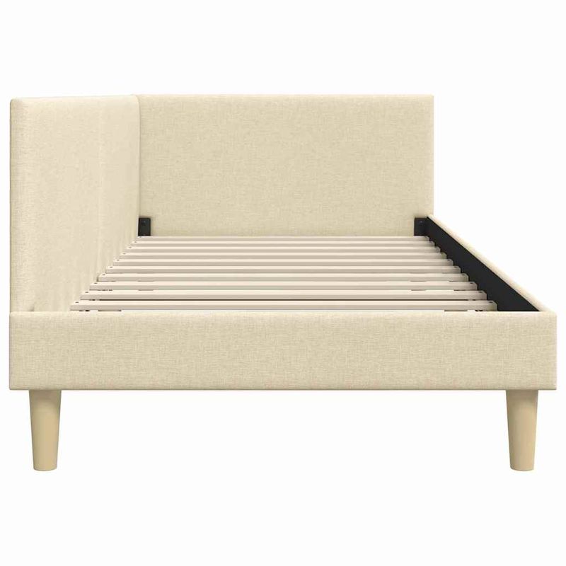 Casa si Gradina - Mobilier - Paturi si accesorii - Paturi - Cadru de pat coltar Crem 80 x 200 cm Tesatura si lemn prelucrat - Infinity.ro
