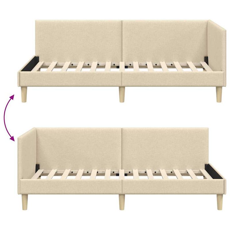 Casa si Gradina - Mobilier - Paturi si accesorii - Paturi - Cadru de pat coltar Crem 80 x 200 cm Tesatura si lemn prelucrat - Infinity.ro