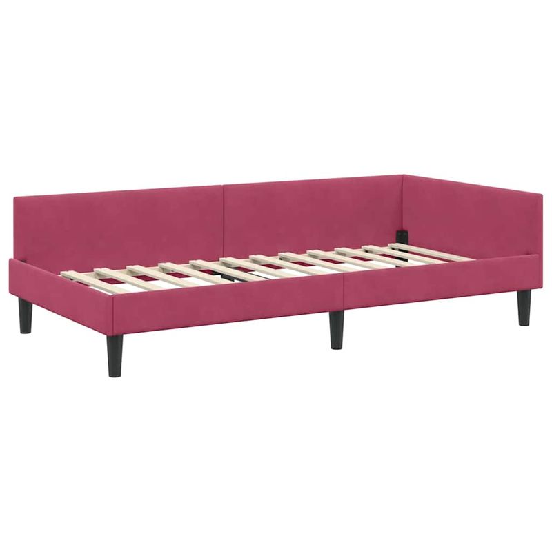 Casa si Gradina - Mobilier - Paturi si accesorii - Paturi - Cadru de pat coltar bordo 100 x 200 cm Catifea si lemn laminat - Infinity.ro