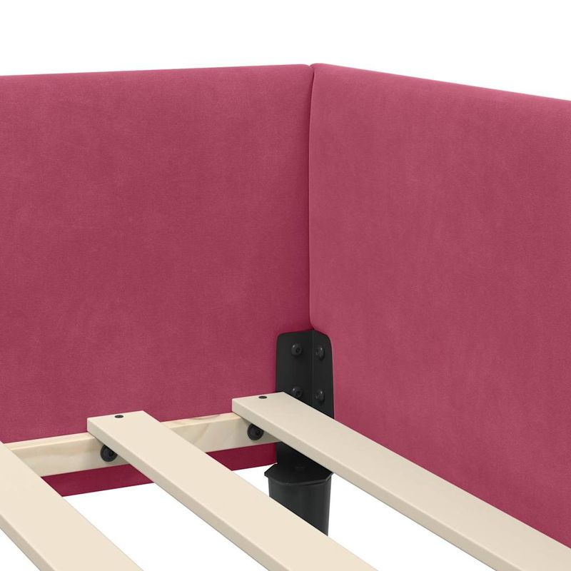 Casa si Gradina - Mobilier - Paturi si accesorii - Paturi - Cadru de pat coltar bordo 100 x 200 cm Catifea si lemn laminat - Infinity.ro