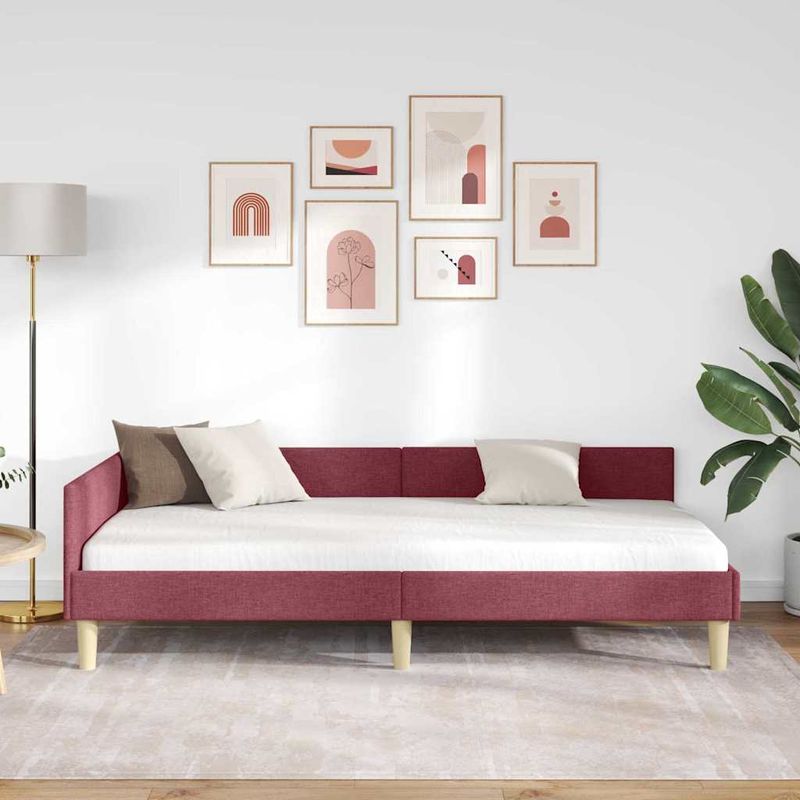 Casa si Gradina - Mobilier - Paturi si accesorii - Paturi - Cadru de pat coltar Altele cu headboard bordo 90 x 190 cm - Infinity.ro