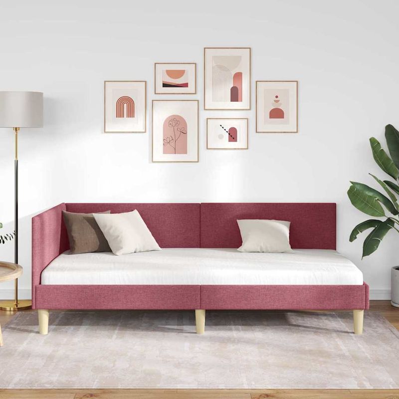 Casa si Gradina - Mobilier - Paturi si accesorii - Paturi - Cadru de pat coltar Altele cu headboard bordo 100 x 200 cm - Infinity.ro