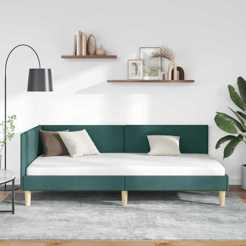 Casa si Gradina - Mobilier - Paturi si accesorii - Paturi - Cadru de pat coltar Altele Manual Verde inchis 90 x 200 cm - Infinity.ro