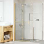 Casa si Gradina - Sanitare - Cazi si cabine de dus - Paravane si usi - Perete de dus Walk-in Altele auriu si transparent 90 x 190 cm - Infinity.ro