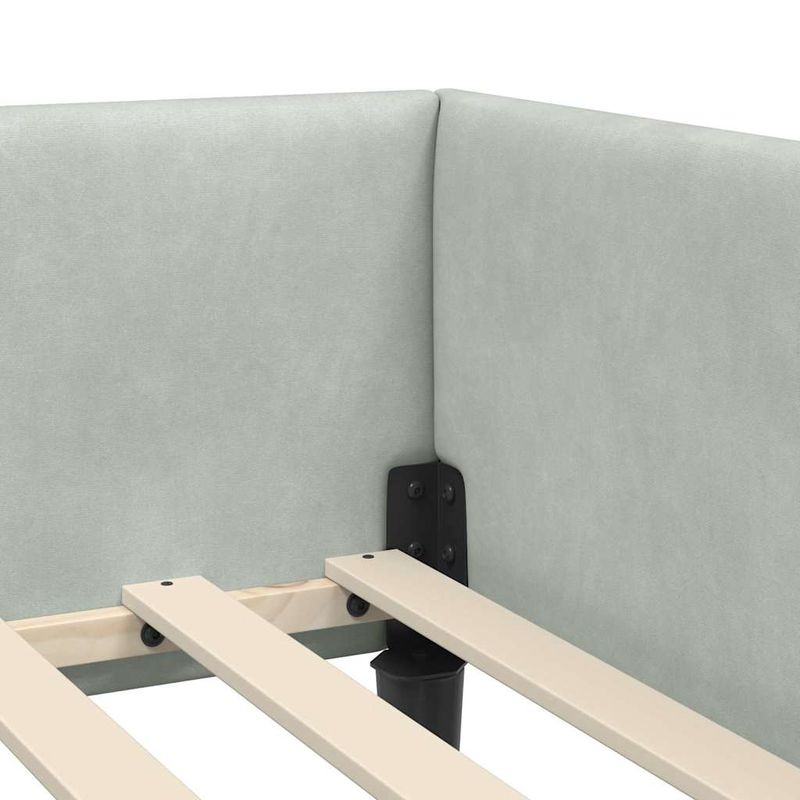 Casa si Gradina - Mobilier - Paturi si accesorii - Paturi - Cadru de pat coltar cu headboard Manual Gri deschis 90 x 190 cm - Infinity.ro