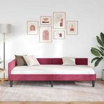 Casa si Gradina - Mobilier - Paturi si accesorii - Paturi - Cadru de pat coltar bordo 90 x 190 cm Catifea si lemn laminat - Infinity.ro