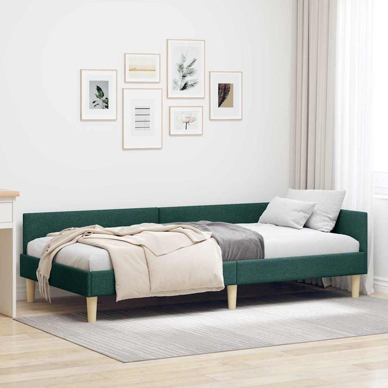 Casa si Gradina - Mobilier - Paturi si accesorii - Paturi - Cadru de pat coltar Altele Manual Verde inchis 90 x 190 cm - Infinity.ro
