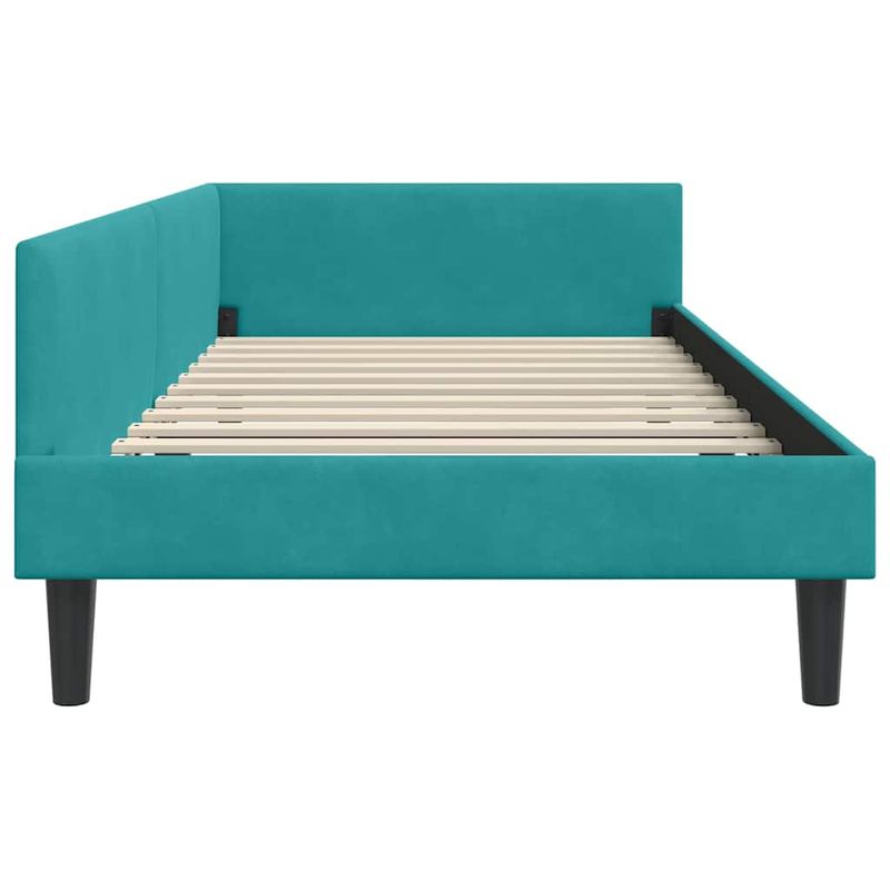 Casa si Gradina - Mobilier - Paturi si accesorii - Paturi - Cadru de pat coltar Turcoaz 90 x 190 cm Catifea si lemn laminat - Infinity.ro
