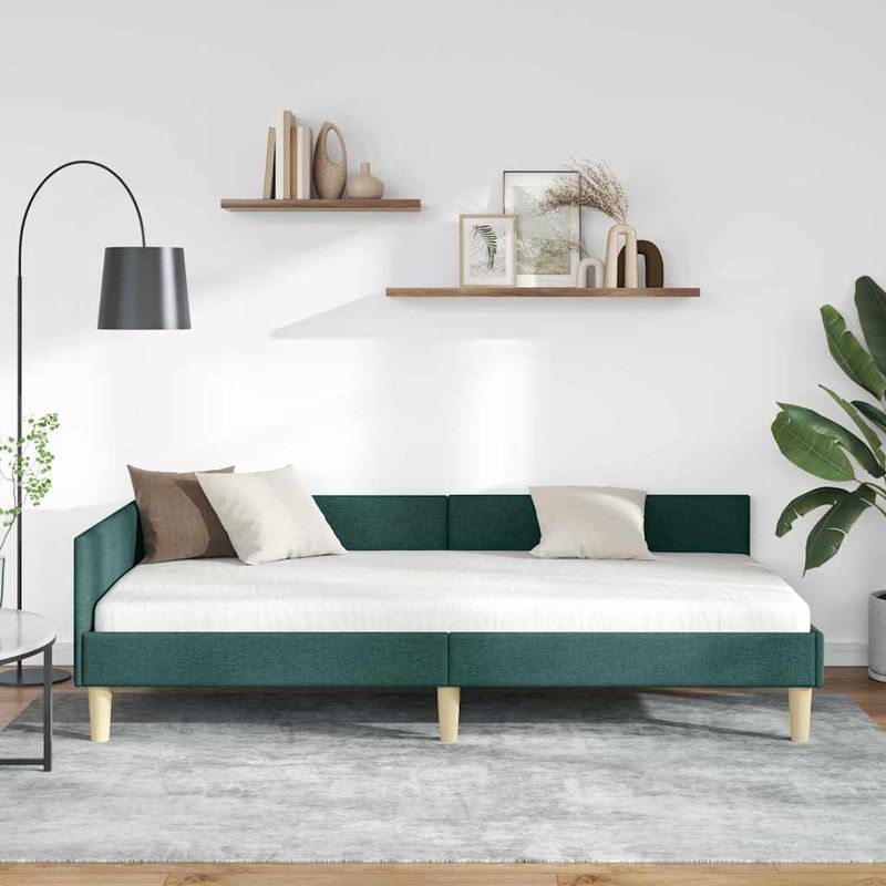 Casa si Gradina - Mobilier - Paturi si accesorii - Paturi - Cadru de pat coltar Altele Manual Verde inchis 90 x 190 cm - Infinity.ro