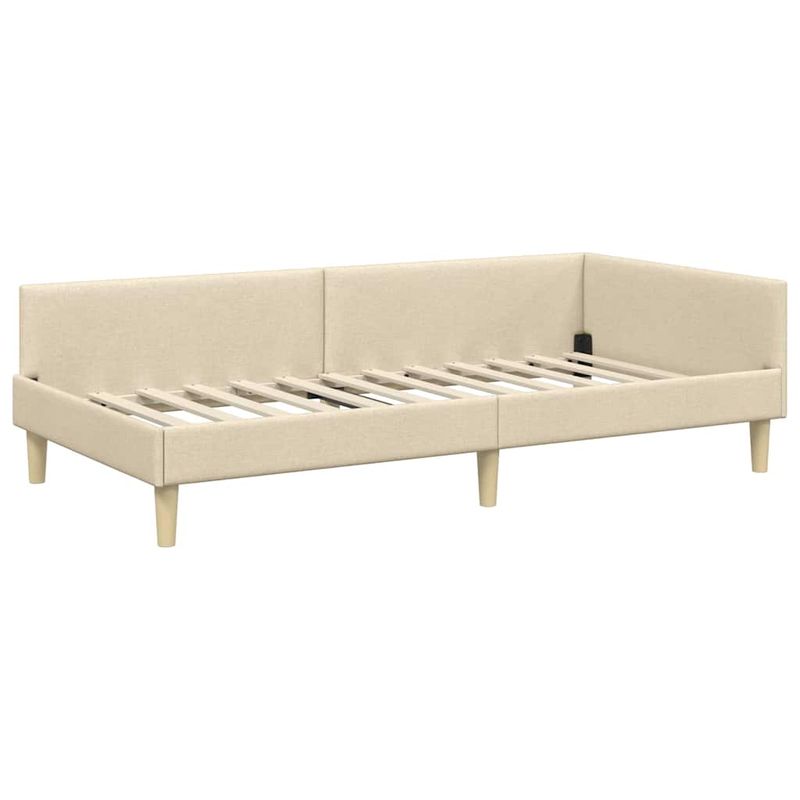 Casa si Gradina - Mobilier - Paturi si accesorii - Paturi - Cadru de pat coltar Altele cu headboard Manual Crem 90 x 200 cm - Infinity.ro