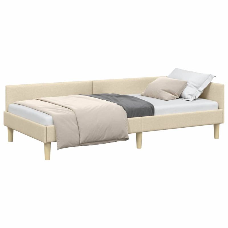 Casa si Gradina - Mobilier - Paturi si accesorii - Paturi - Cadru de pat coltar Altele cu headboard Manual Crem 90 x 200 cm - Infinity.ro