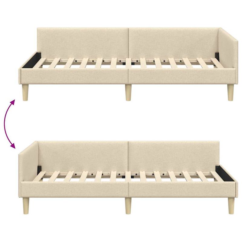 Casa si Gradina - Mobilier - Paturi si accesorii - Paturi - Cadru de pat coltar Altele cu headboard Manual Crem 90 x 200 cm - Infinity.ro