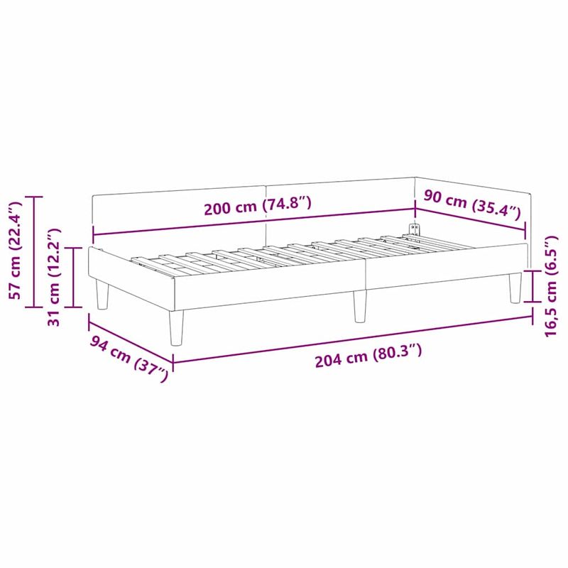 Casa si Gradina - Mobilier - Paturi si accesorii - Paturi - Cadru de pat coltar Altele cu headboard Manual Crem 90 x 200 cm - Infinity.ro