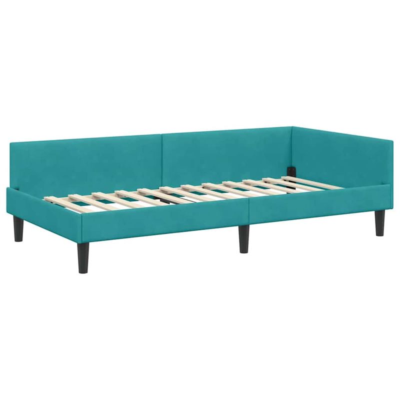 Casa si Gradina - Mobilier - Paturi si accesorii - Paturi - Cadru de pat coltar Turcoaz 80 x 200 cm Catifea si lemn laminat - Infinity.ro