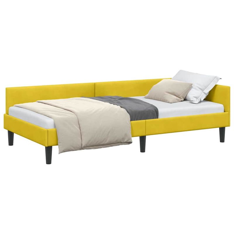 Casa si Gradina - Mobilier - Paturi si accesorii - Paturi - Cadru de pat coltar Galben 90 x 200 cm Catifea si lemn laminat - Infinity.ro