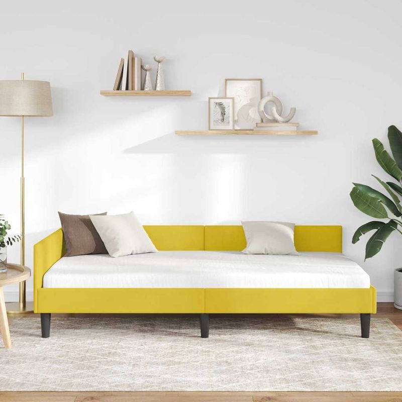 Casa si Gradina - Mobilier - Paturi si accesorii - Paturi - Cadru de pat coltar Galben 90 x 200 cm Catifea si lemn laminat - Infinity.ro