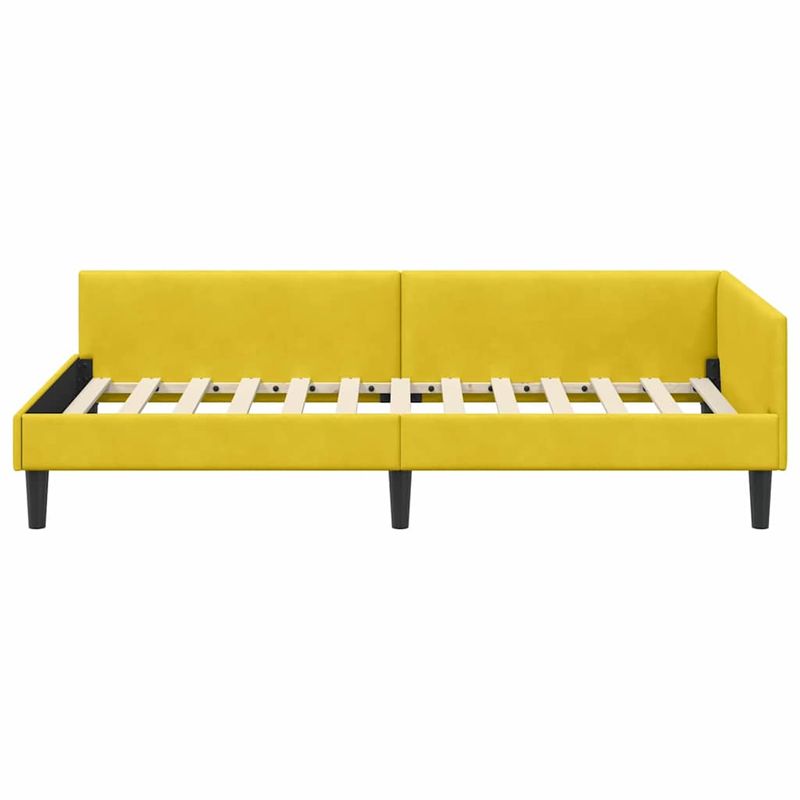 Casa si Gradina - Mobilier - Paturi si accesorii - Paturi - Cadru de pat coltar Galben 90 x 200 cm Catifea si lemn laminat - Infinity.ro