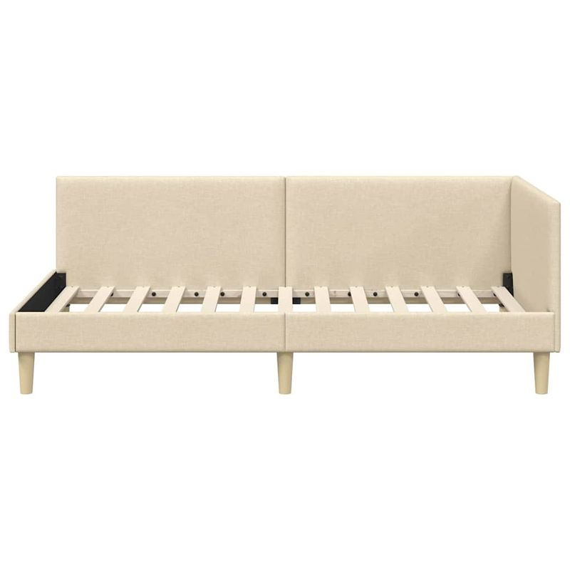 Casa si Gradina - Mobilier - Paturi si accesorii - Paturi - Cadru de pat coltar Crem 90 x 200 cm Tesatura si lemn prelucrat - Infinity.ro