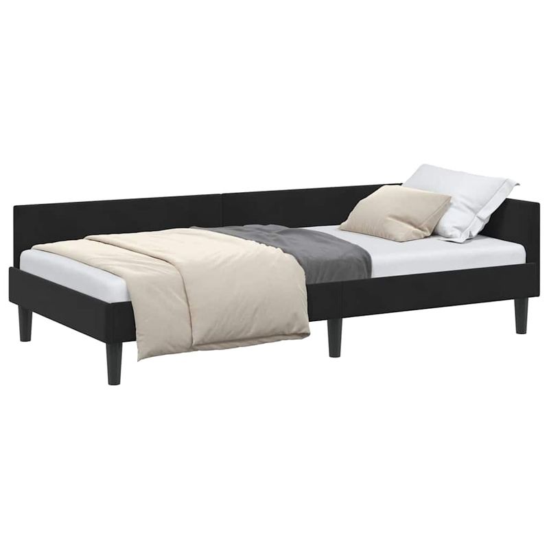 Casa si Gradina - Mobilier - Paturi si accesorii - Paturi - Cadru de pat coltar Negru 100 x 200 cm Catifea si lemn laminat - Infinity.ro