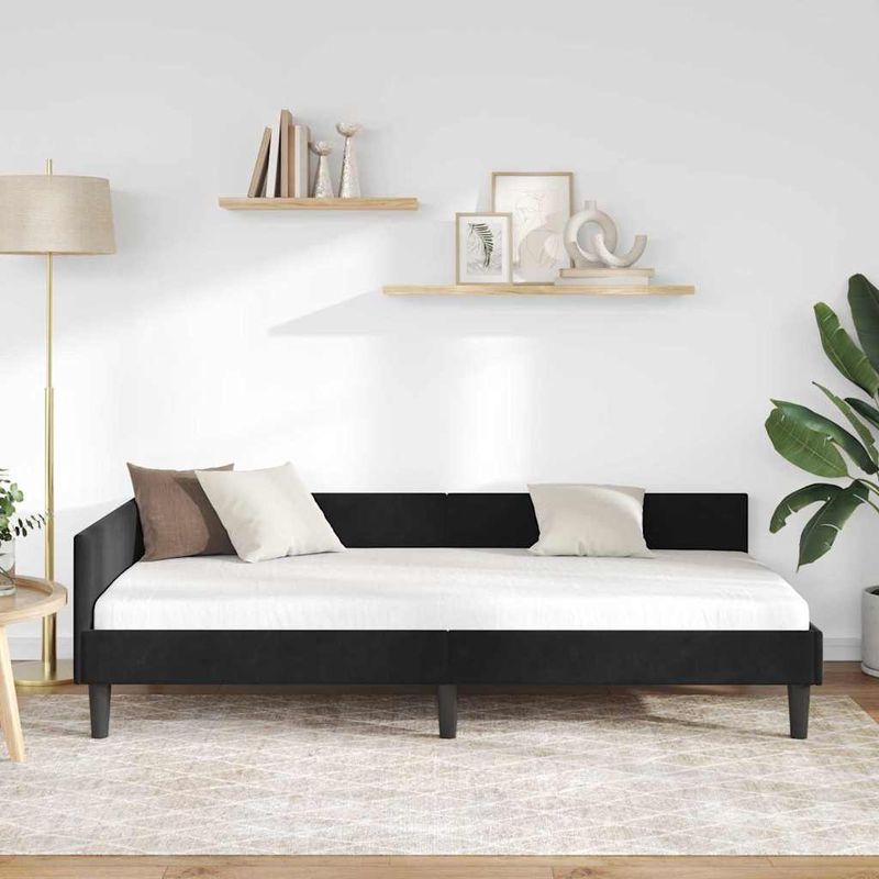 Casa si Gradina - Mobilier - Paturi si accesorii - Paturi - Cadru de pat coltar Negru 100 x 200 cm Catifea si lemn laminat - Infinity.ro