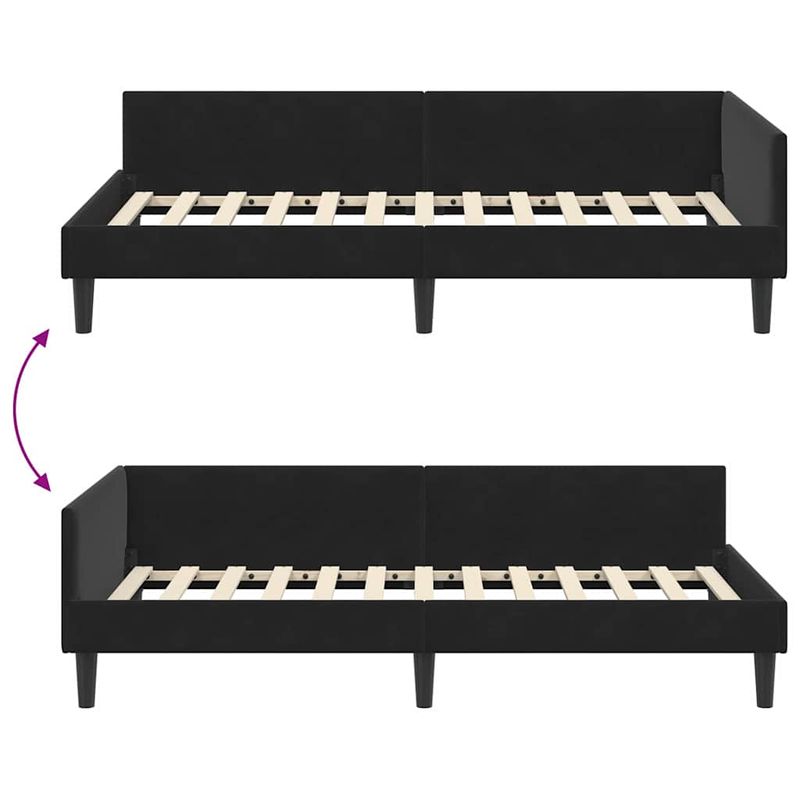 Casa si Gradina - Mobilier - Paturi si accesorii - Paturi - Cadru de pat coltar Negru 100 x 200 cm Catifea si lemn laminat - Infinity.ro