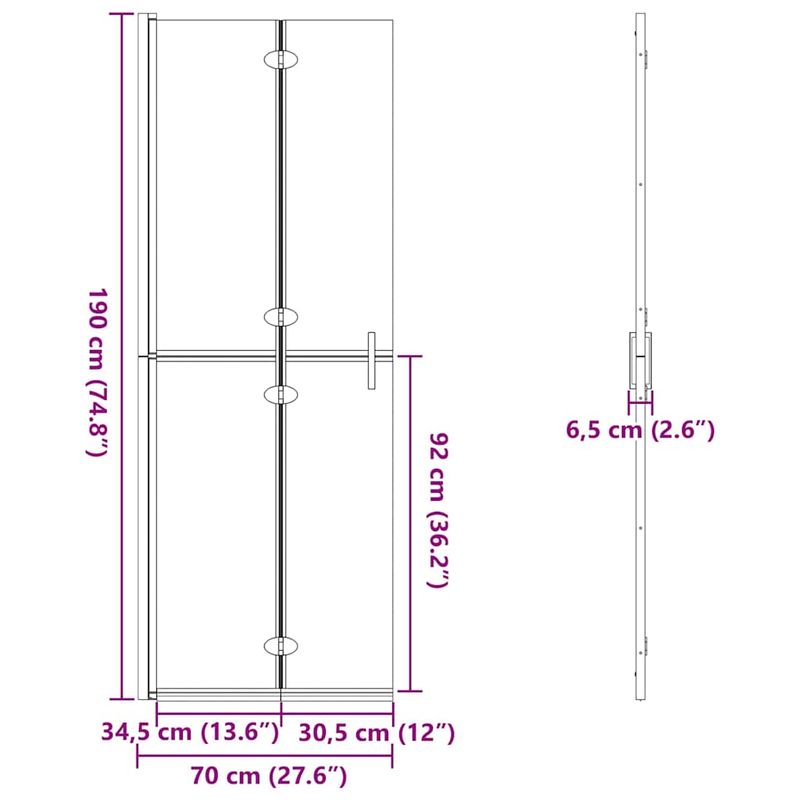 Casa si Gradina - Sanitare - Cazi si cabine de dus - Paravane si usi - Perete de dus Walk-in Negru si transparent inchis 70 x 190 cm - Infinity.ro