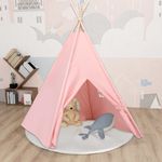 Jucarii, Copii si Bebe - Jucarii si jocuri - Jucarii de exterior - Spatii de joaca si accesorii - Cort de copii teepee cu geanta, roz, 120x120x150 cm, piersica - Infinity.ro