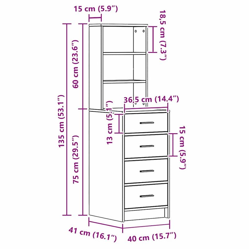 Casa si Gradina - Mobilier - Comode si corpuri - Comode - Bufet cu sertar sonoma gri 40 x 41 x 135 cm Lemn compozit - Infinity.ro
