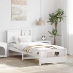 Casa si Gradina - Mobilier - Paturi si accesorii - Paturi - Cadru de pat cu headboard Alb 90 x 200 cm Lemn masiv de pin - Infinity.ro
