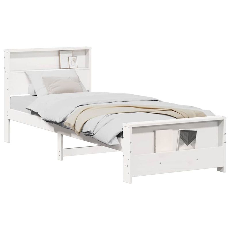 Casa si Gradina - Mobilier - Paturi si accesorii - Paturi - Cadru de pat cu headboard Alb 90 x 200 cm Lemn masiv de pin - Infinity.ro