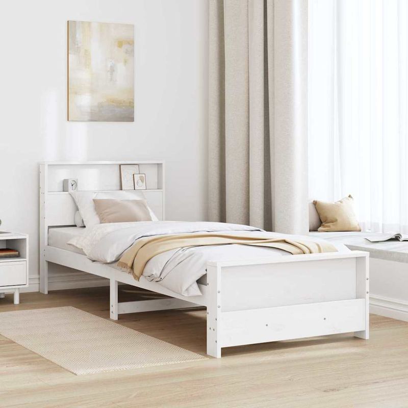 Casa si Gradina - Mobilier - Paturi si accesorii - Paturi - Cadru de pat cu headboard Alb 90 x 200 cm Lemn masiv de pin - Infinity.ro