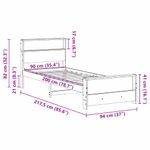 Casa si Gradina - Mobilier - Paturi si accesorii - Paturi - Cadru de pat cu headboard Alb 90 x 200 cm Lemn masiv de pin - Infinity.ro