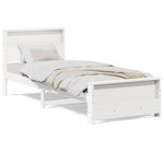 Casa si Gradina - Mobilier - Paturi si accesorii - Paturi - Cadru de pat cu headboard Alb 100 x 200 cm Lemn masiv de pin - Infinity.ro