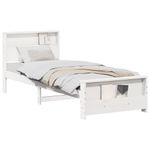 Casa si Gradina - Mobilier - Paturi si accesorii - Paturi - Cadru de pat cu headboard Alb 100 x 200 cm Lemn masiv de pin - Infinity.ro