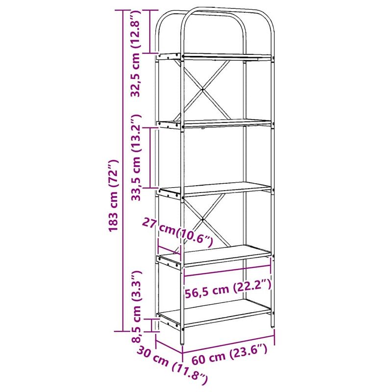 Casa si Gradina - Mobilier - Biblioteci si rafturi - Biblioteci - Raft pentru carti stejar artizanal 60 x 30 x 183 cm - Infinity.ro