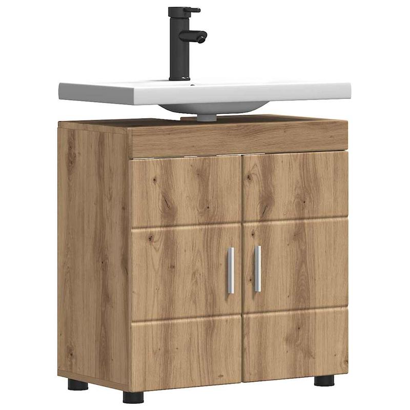 Casa si Gradina - Mobilier - Mobilier baie - Comode baie - Cabinet pentru chiuveta de baie cu depozitare stejar artizanal - Infinity.ro