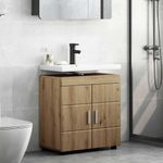 Casa si Gradina - Mobilier - Mobilier baie - Comode baie - Cabinet pentru chiuveta de baie cu depozitare stejar artizanal - Infinity.ro